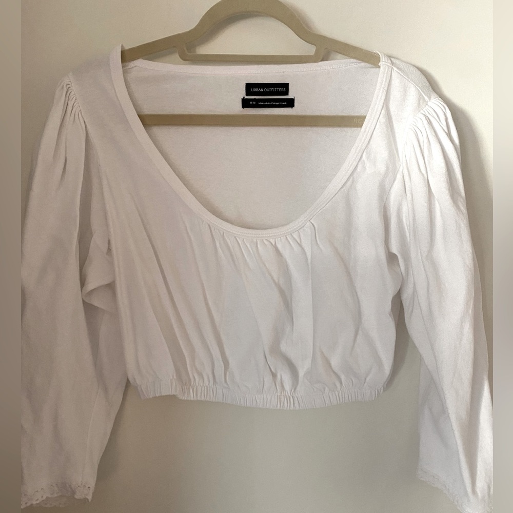 Urban Outfitters White long sleeve crop top